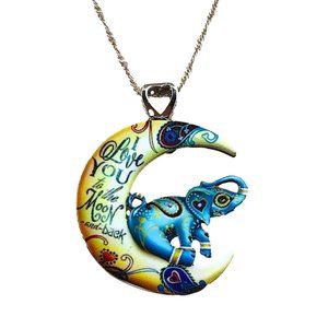 I Love You to The Moon and Back Elephant Necklace New